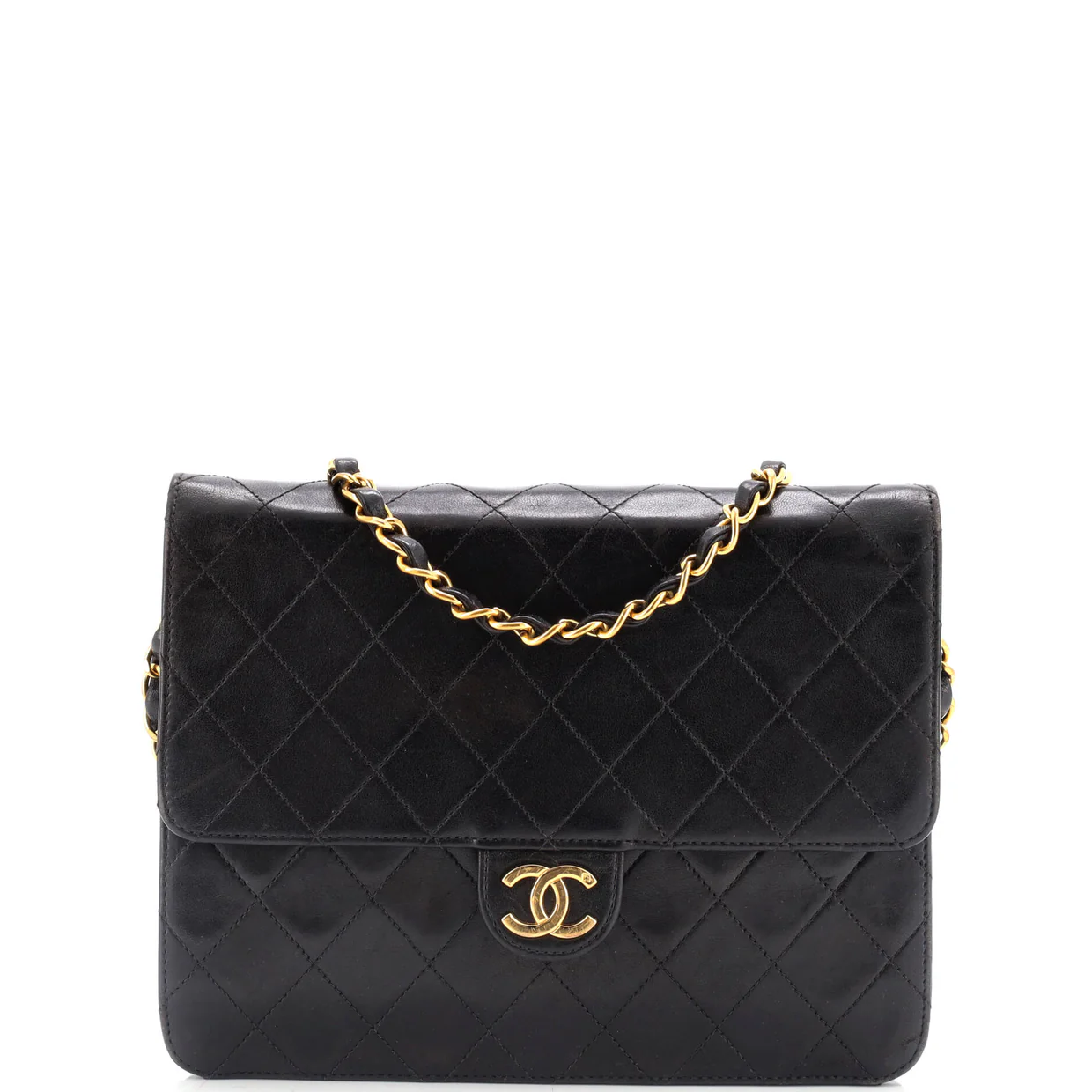 Vintage Clutch with Chain Quilted Leather Small - Deep Luxury