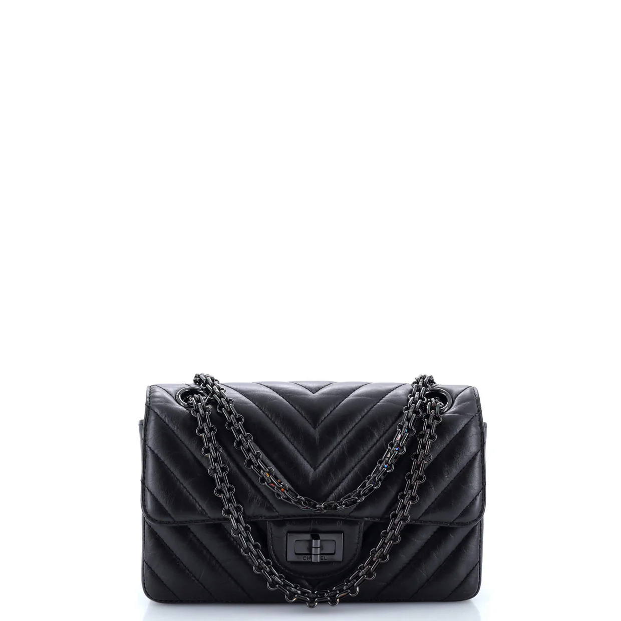 So Black Reissue 2.55 Flap Bag Chevron Aged Calfskin Mini - Deep Luxury