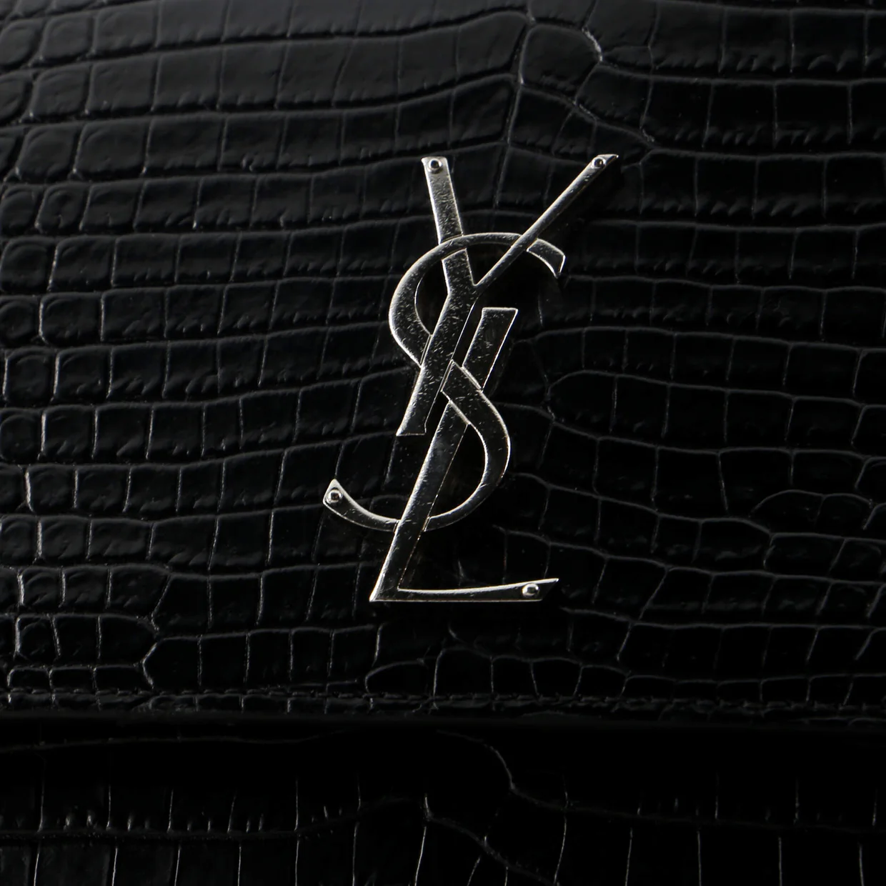 Sunset Crossbody Bag Crocodile Embossed Leather Large - Deep Luxury