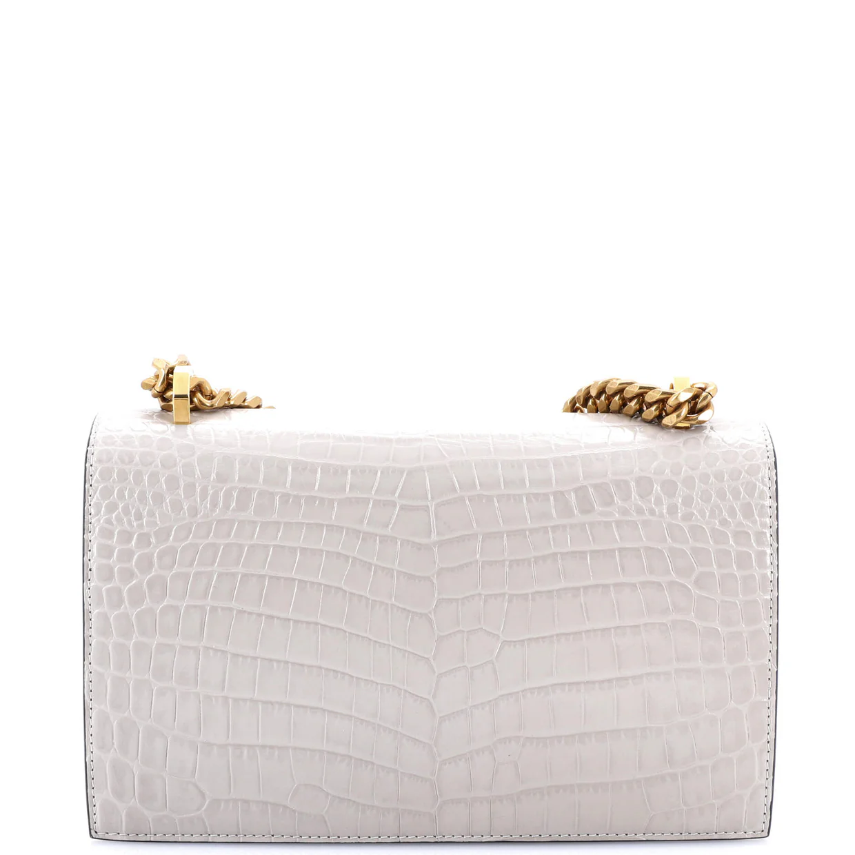 Jewelled Flap Satchel Crocodile Embossed Leather Medium - Deep Luxury