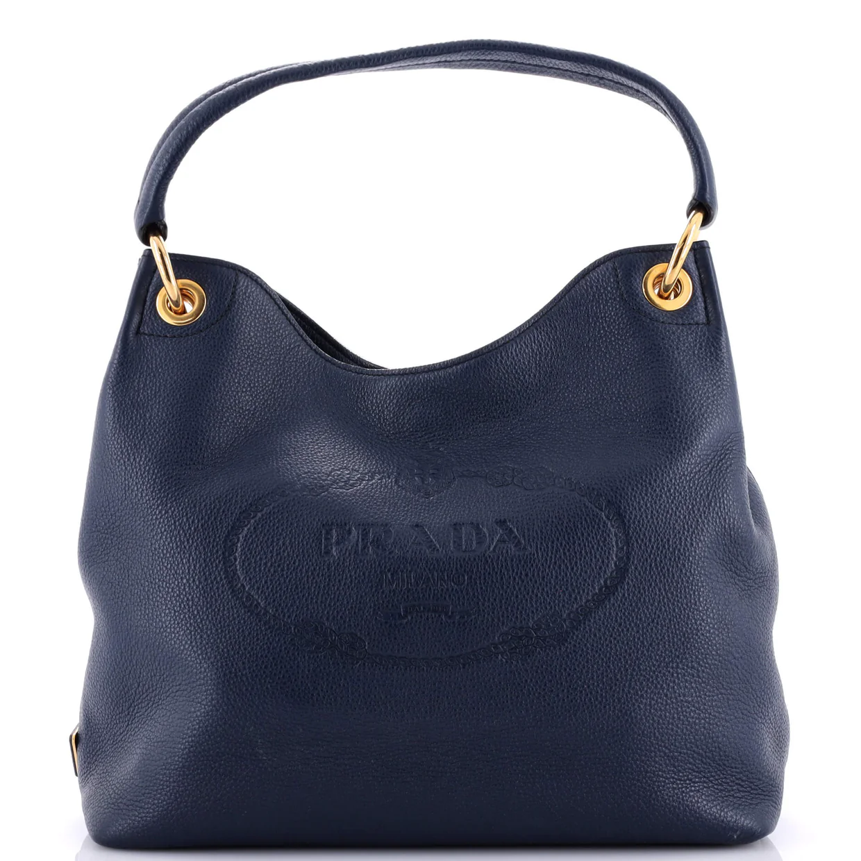 Logo Hobo Embossed Vitello Daino Medium - Deep Luxury
