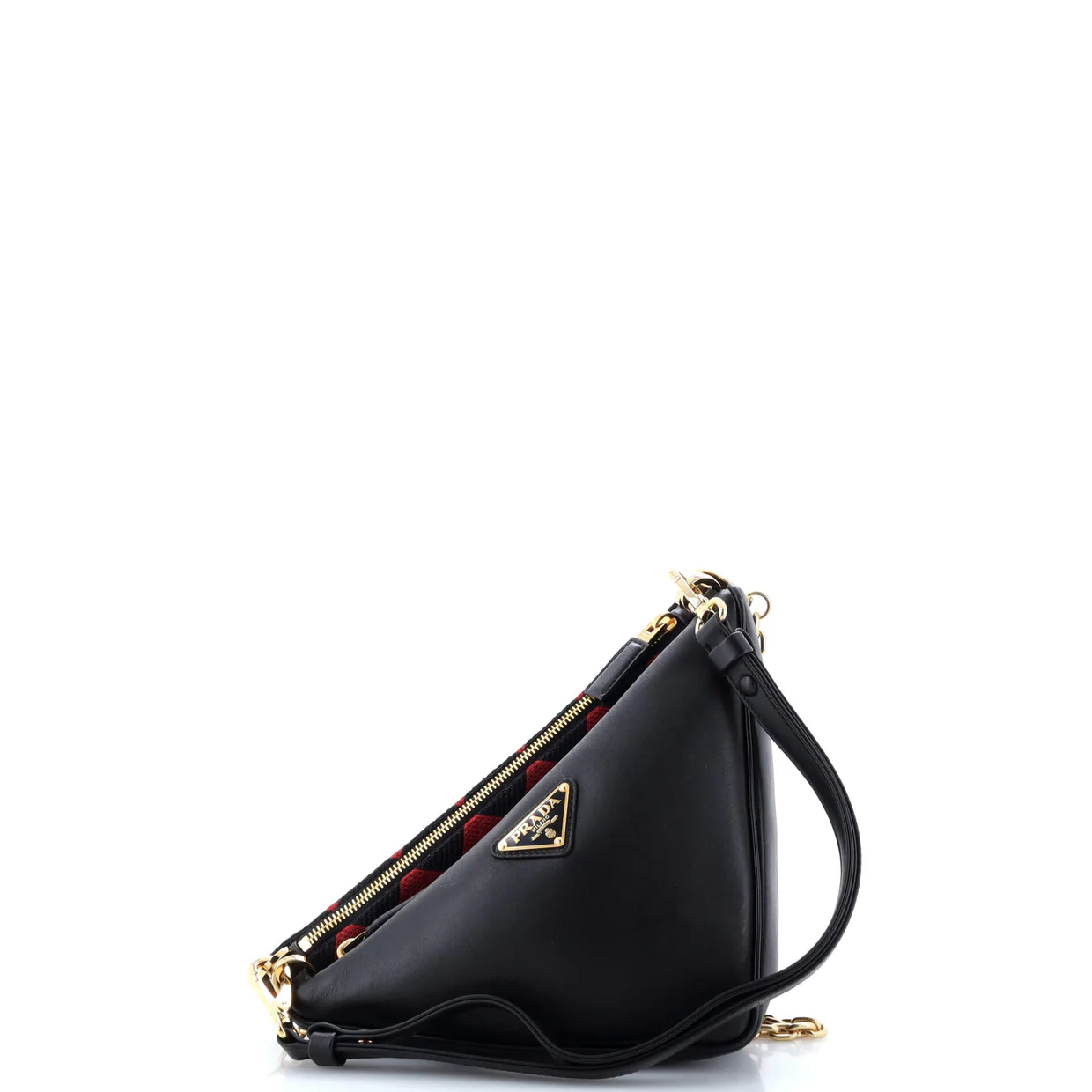 Double Symbole Triangle Bag Leather and Jacquard Mini - Deep Luxury
