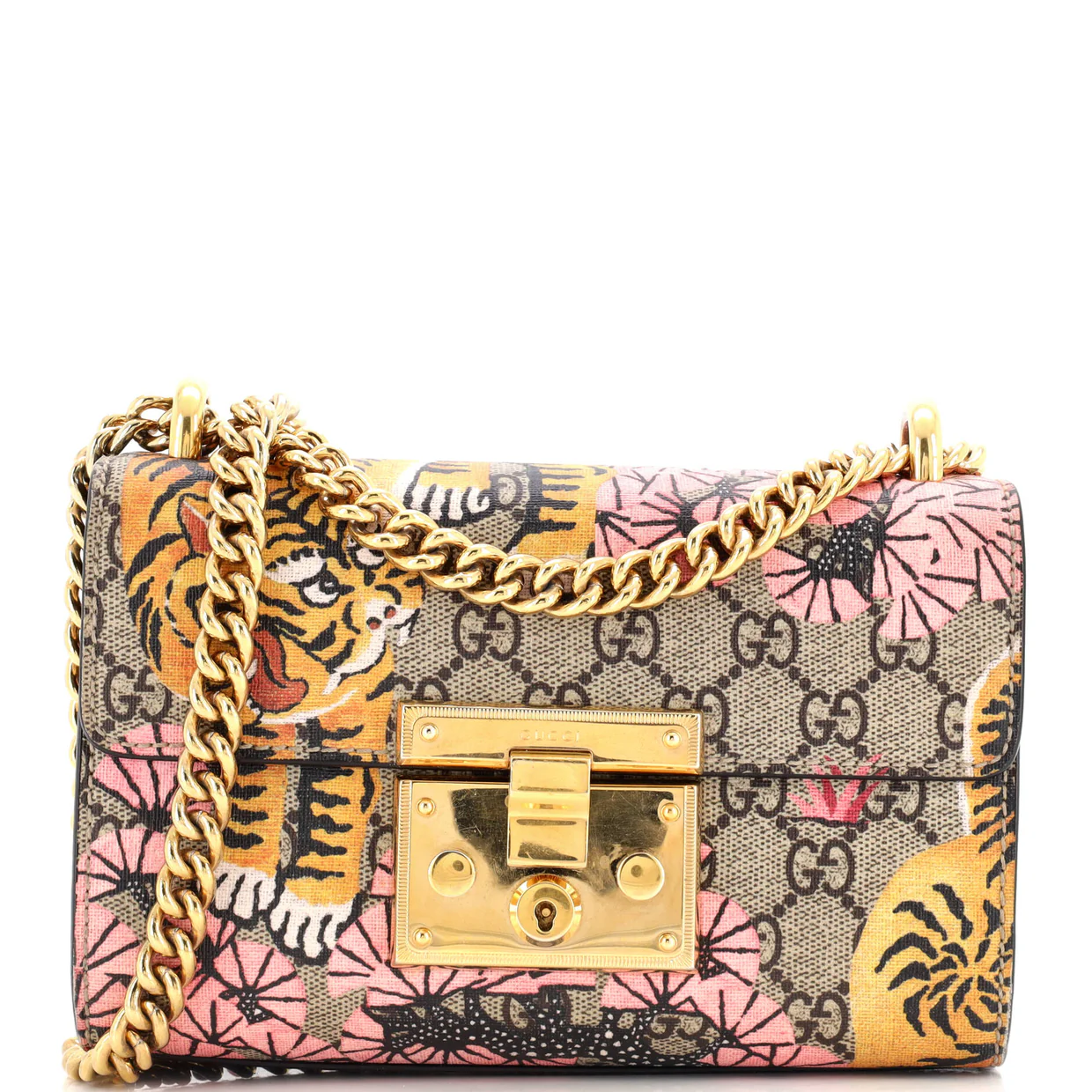 Padlock Shoulder Bag Bengal Print GG Coated Canvas Small - Deep Luxury