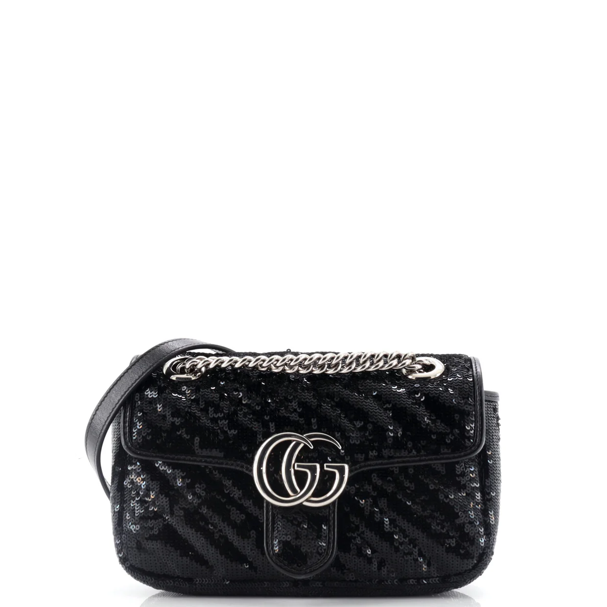 GG Marmont Flap Bag Diagonal Quilted Sequins Mini - Deep Luxury