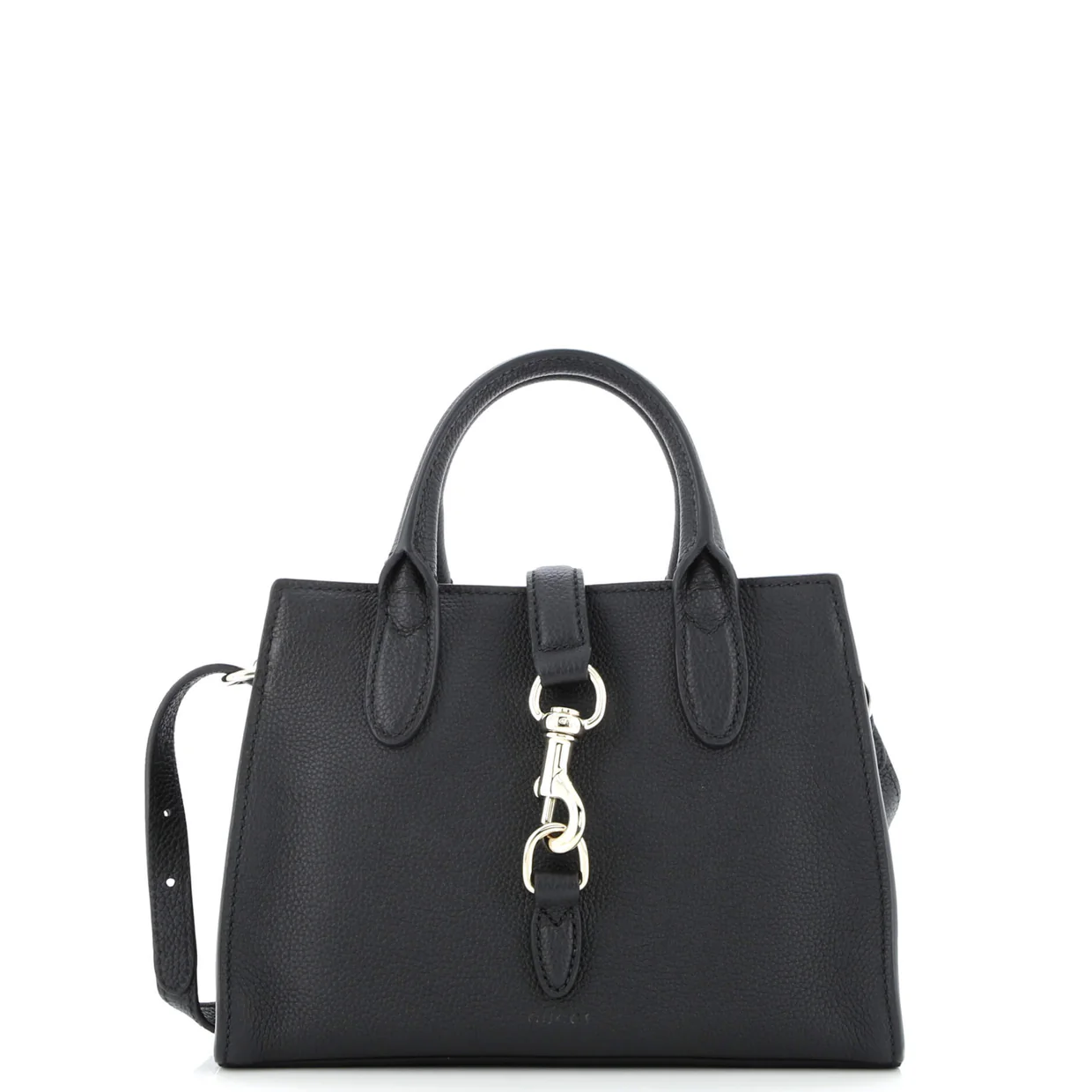 Top Handle Tote with Hook Closure Leather Small - Deep Luxury