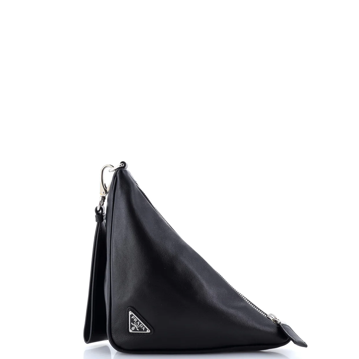 Triangle Logo Wristlet Pouch Embossed Leather - Deep Luxury