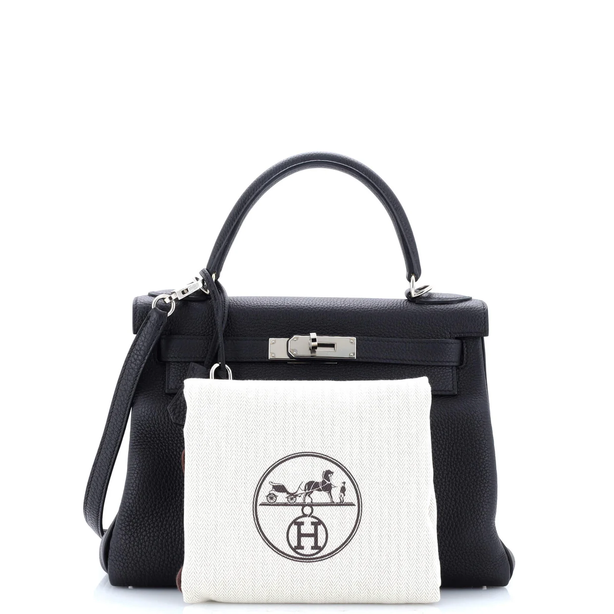 Kelly Handbag Noir Togo with Palladium Hardware 28 - Deep Luxury