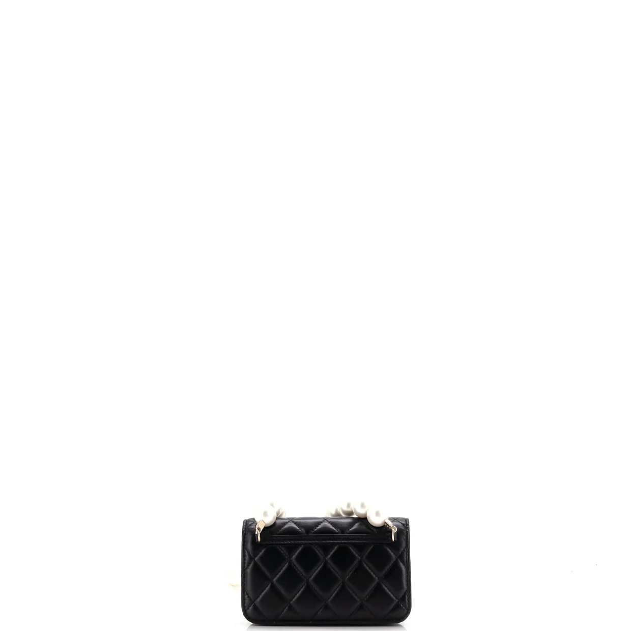 Pearl Strap Clutch with Chain Quilted Calfskin - Deep Luxury