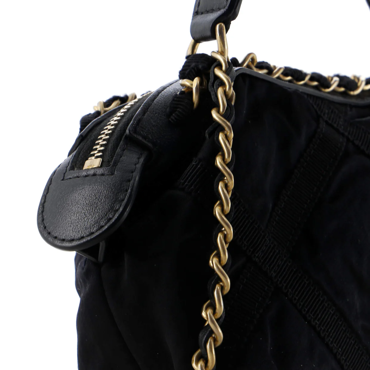 Top Handle Clutch with Chain Nylon with Grosgrain Mini - Deep Luxury
