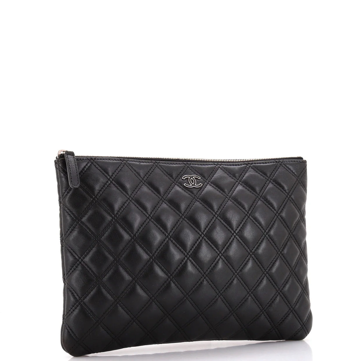 Double Stitch O Case Clutch Lambskin Medium - Deep Luxury
