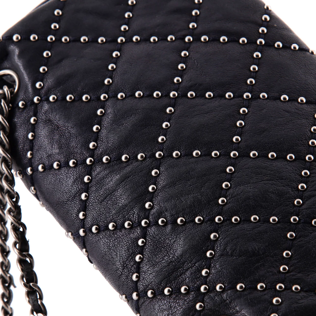 Paris-Dallas Metal Beauty Flap Bag Studded Quilted Distressed Calfskin Small - Deep Luxury