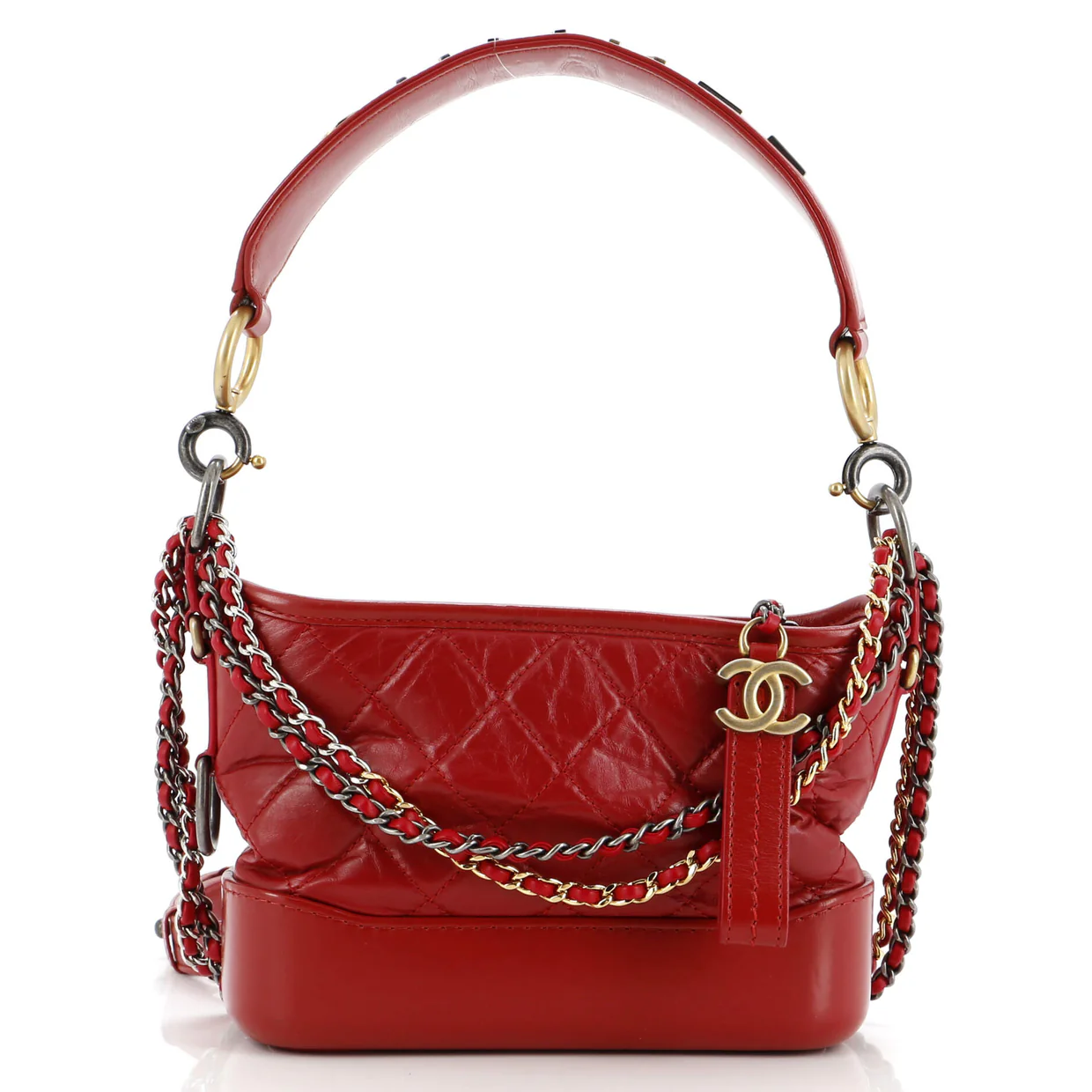 Gabrielle Hobo with Logo Handle Quilted Aged Calfskin Small - Deep Luxury