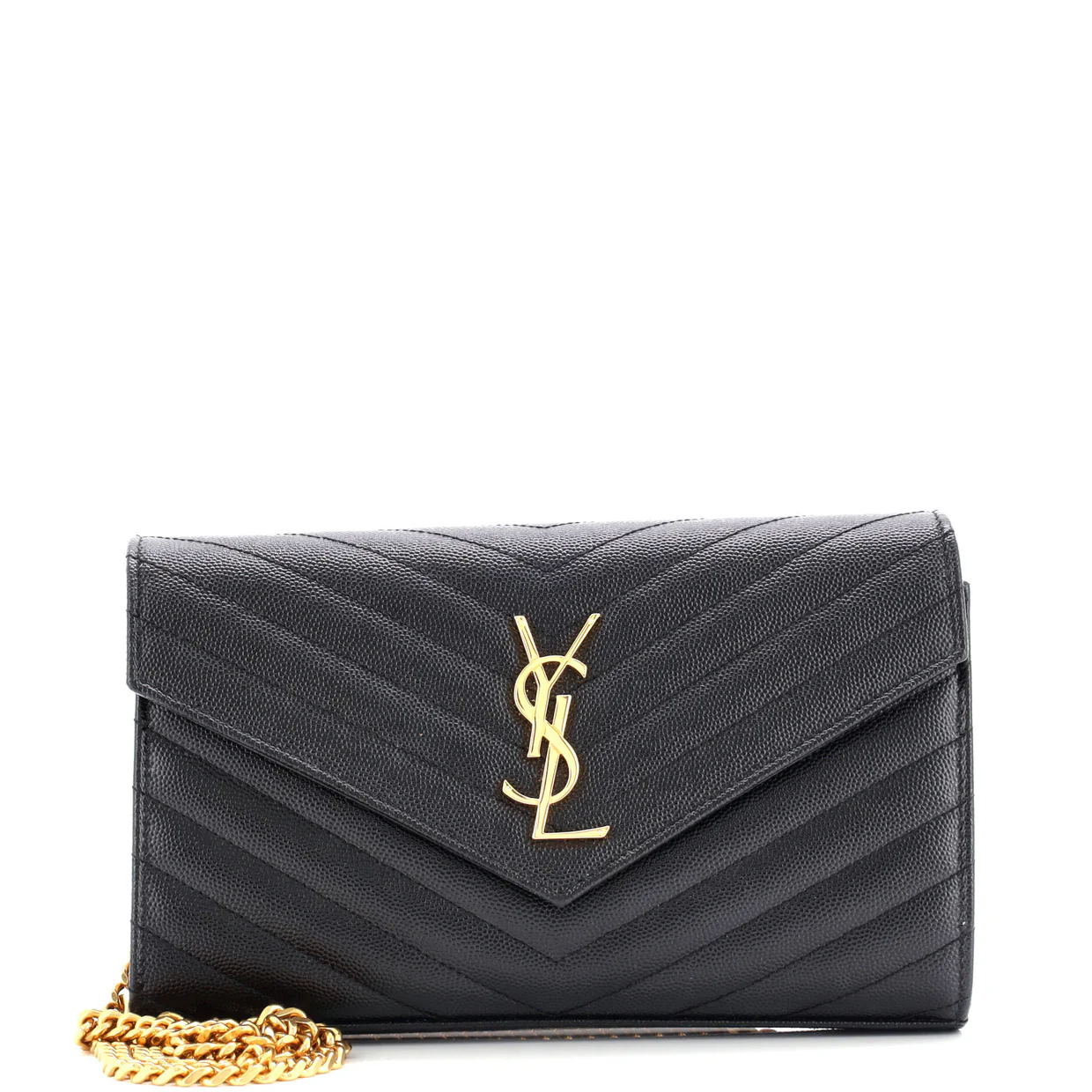 Classic Monogram Wallet on Chain Matelasse Chevron Leather Medium - Deep Luxury