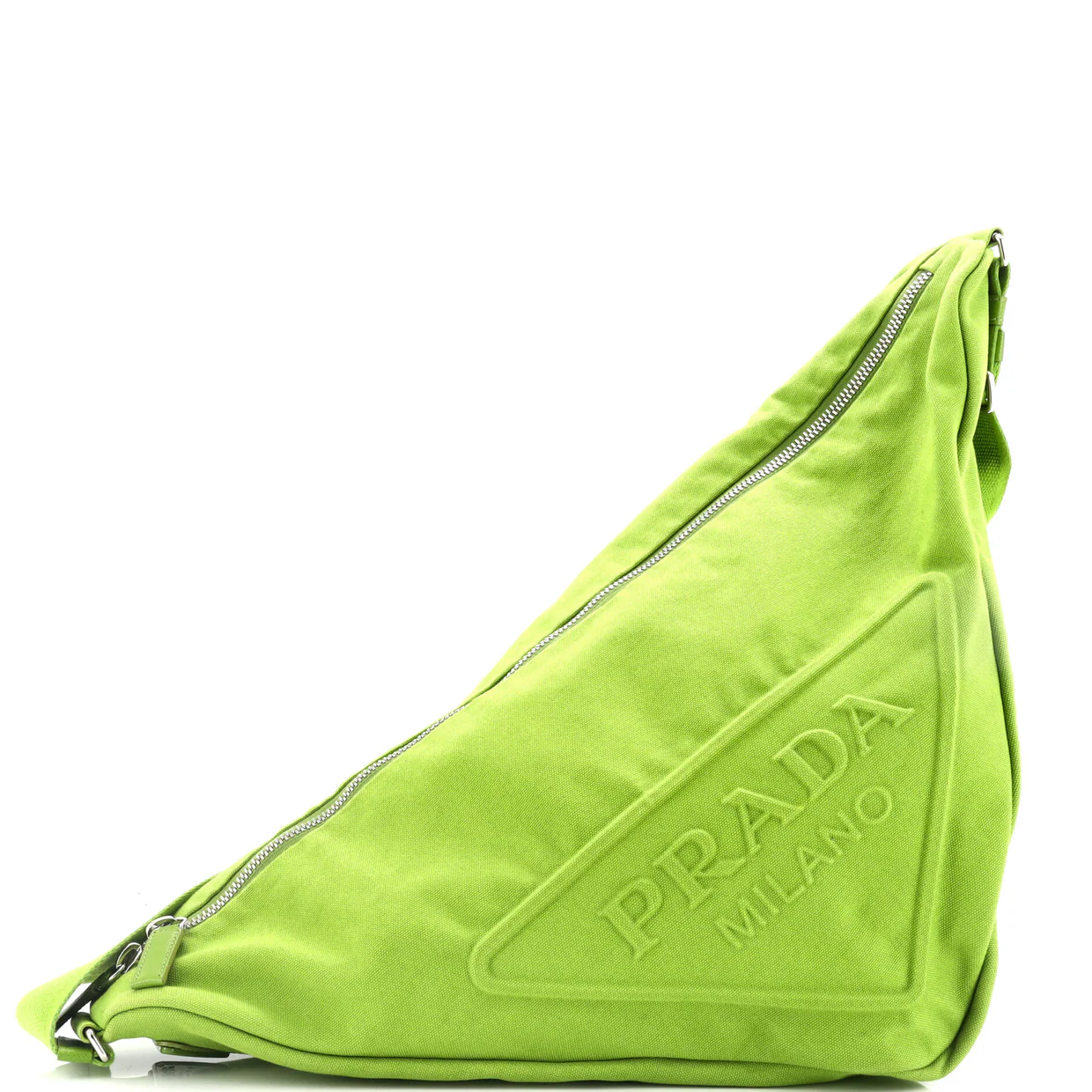 Triangle Logo Zip Crossbody Bag Embossed Canvas Large - Deep Luxury