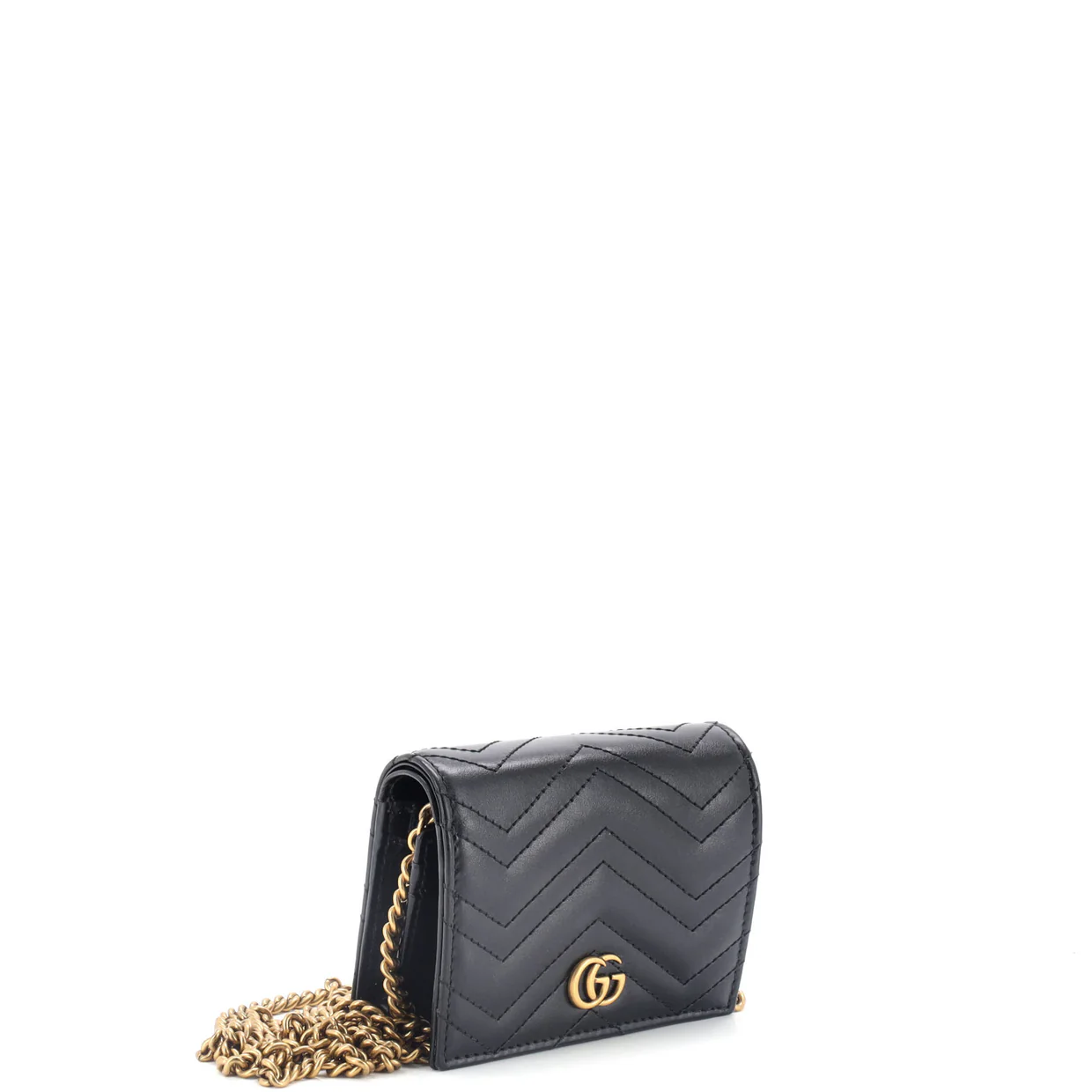 GG Marmont Card Case on Chain Matelasse Leather - Deep Luxury