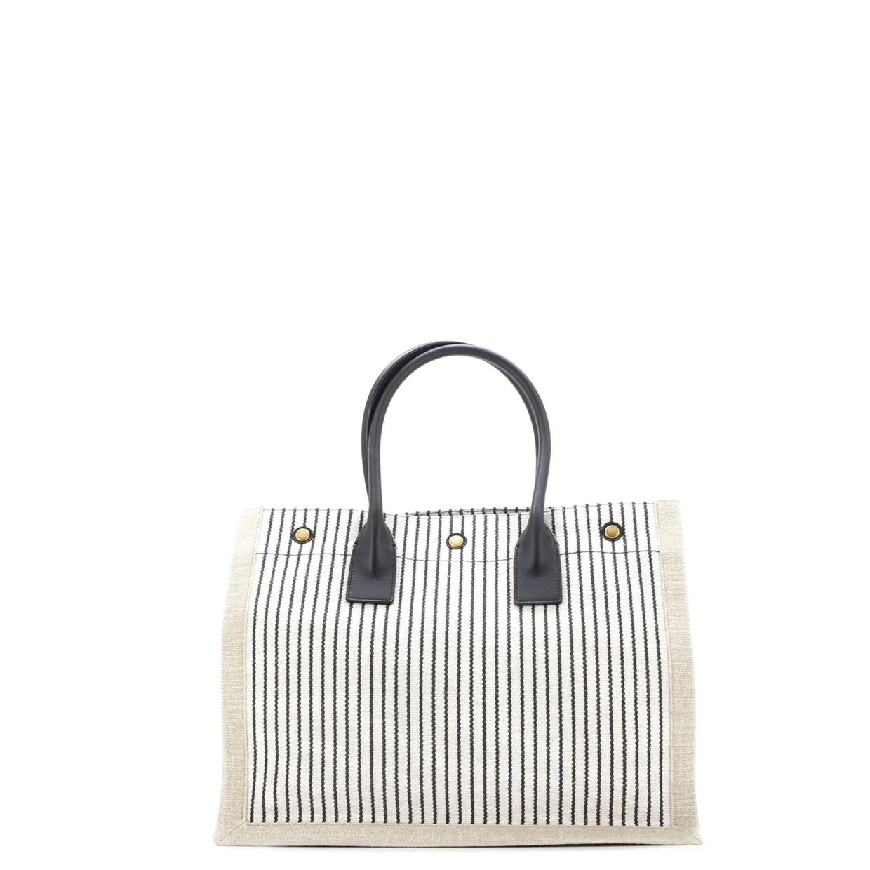 Rive Gauche Shopper Tote Striped Canvas Small - Deep Luxury