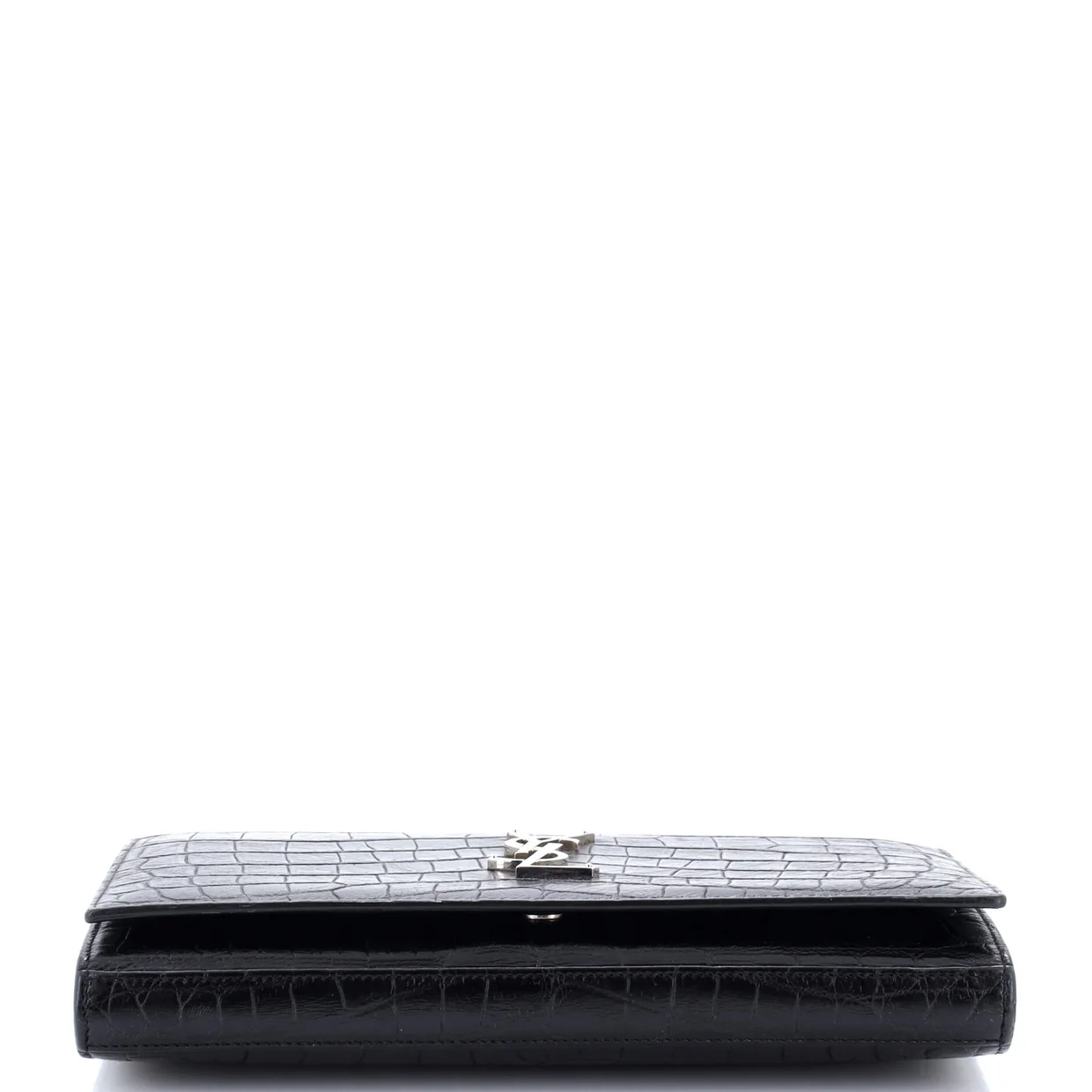 Classic Monogram Wallet on Chain Crocodile Embossed Leather Small - Deep Luxury