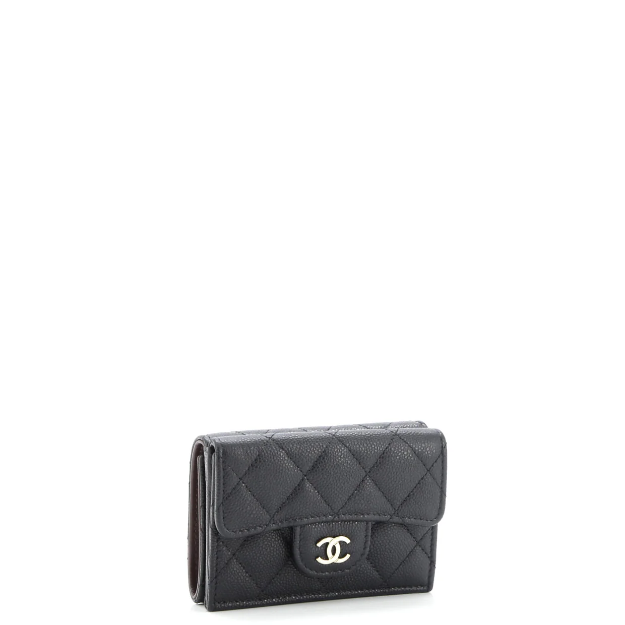 Trifold Classic Flap Wallet Quilted Caviar Small - Deep Luxury