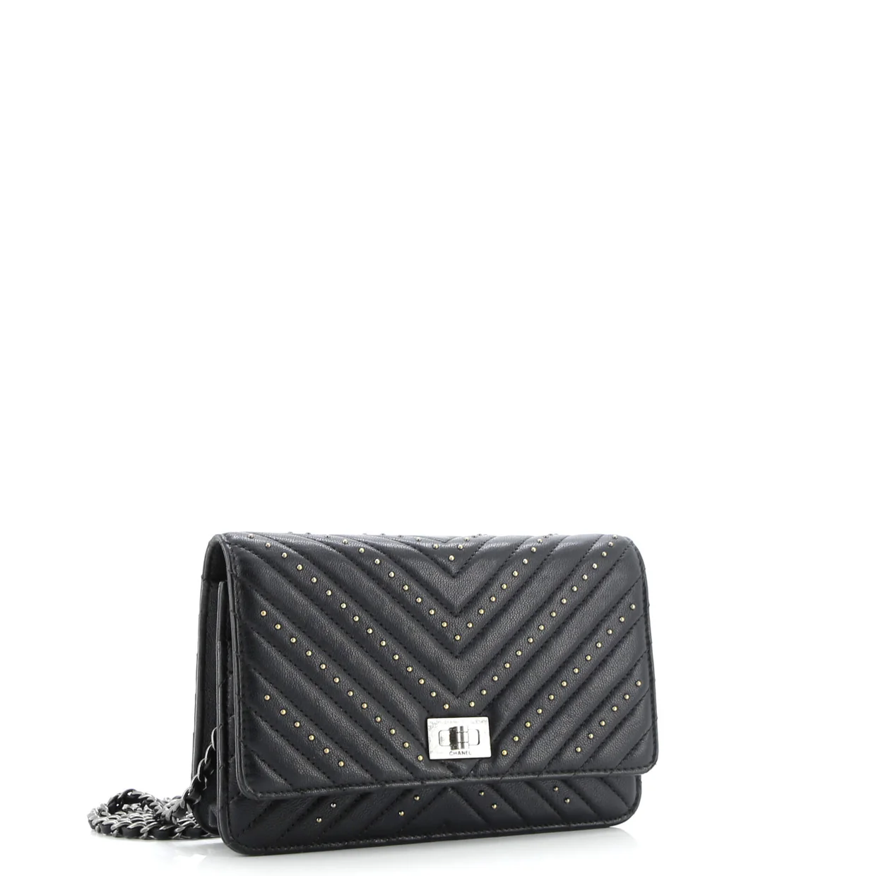 Reissue 2.55 Wallet on Chain Studded Chevron Sheepskin - Deep Luxury