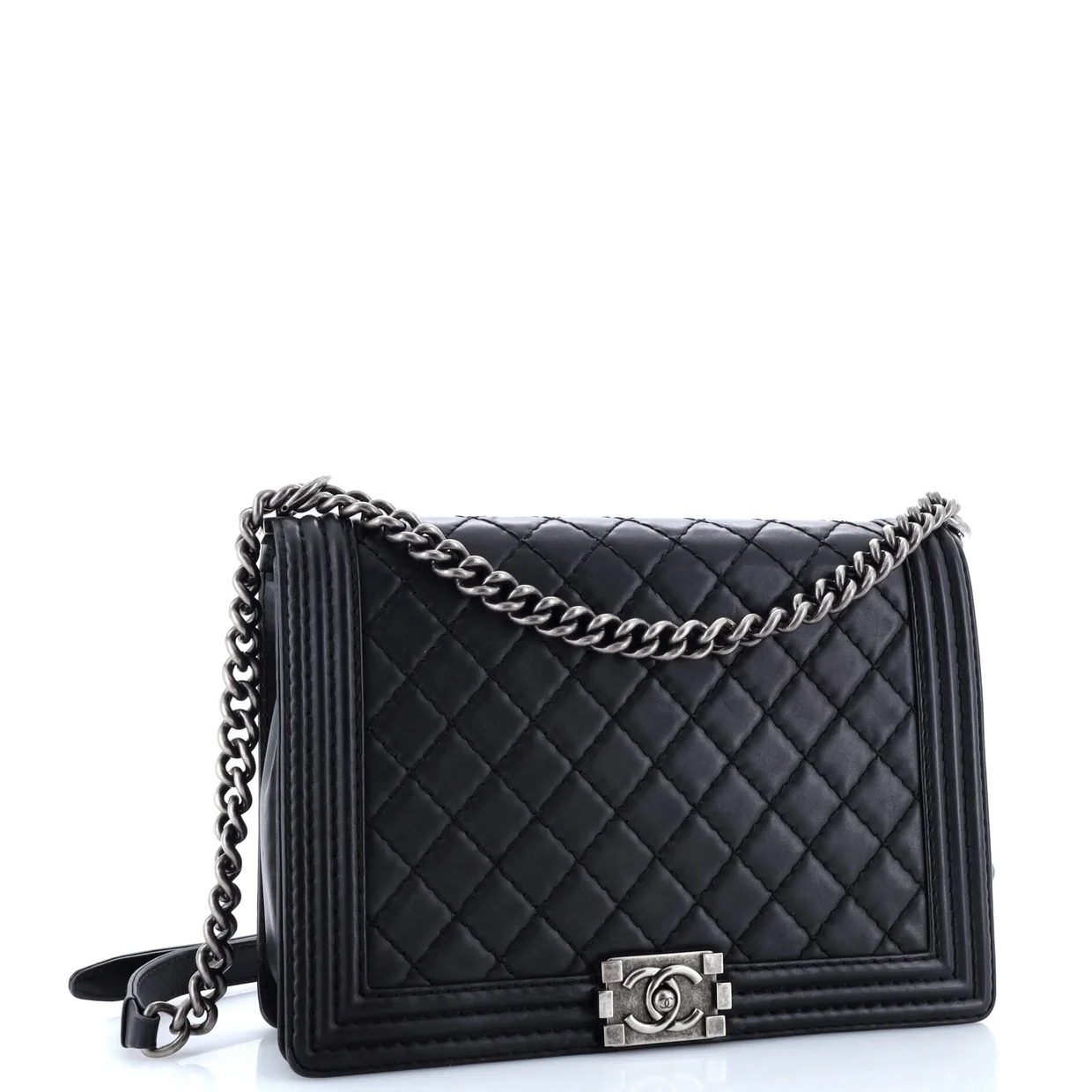 Stitch Boy Flap Bag Quilted Calfskin Large - Deep Luxury