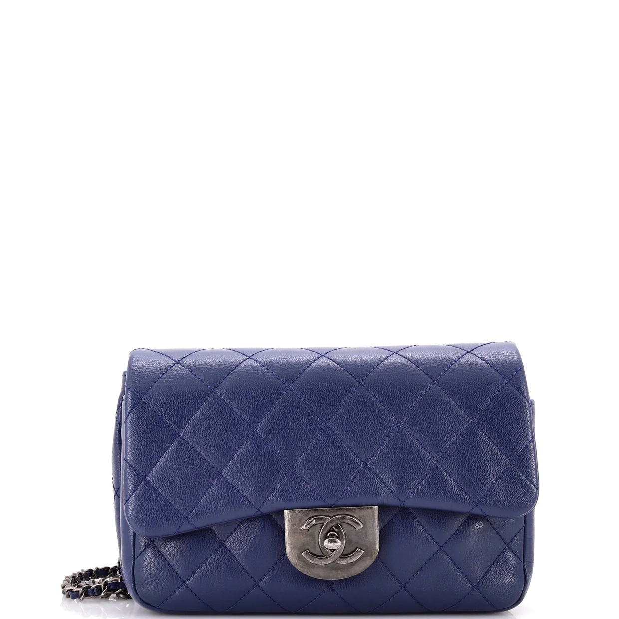 Double Carry Chain Waist Bag Quilted Goatskin Small - Deep Luxury