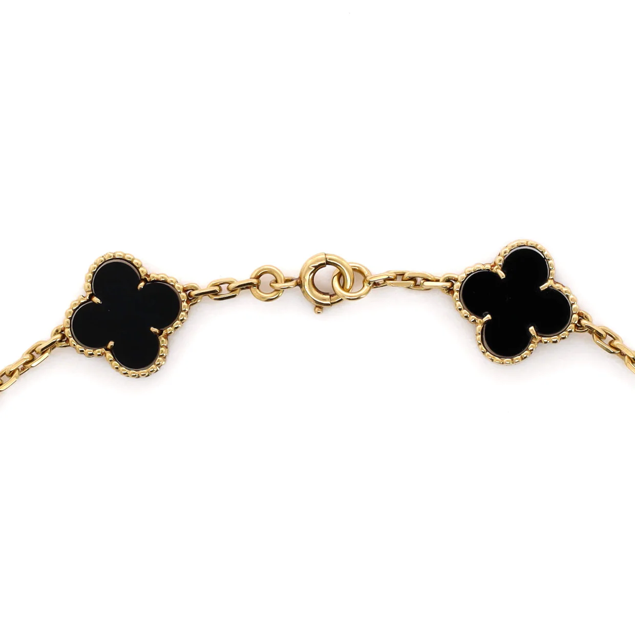 Vintage Alhambra 10 Motifs Necklace 18K Yellow Gold and Onyx - Deep Luxury