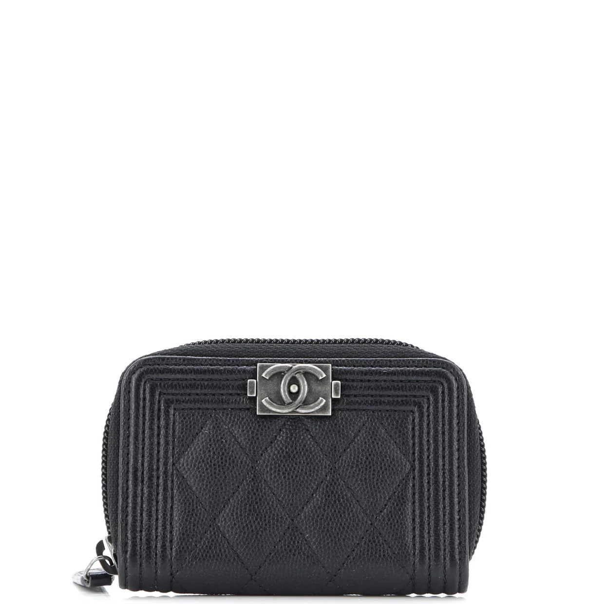 Boy Zip Coin Purse Quilted Caviar Small - Deep Luxury