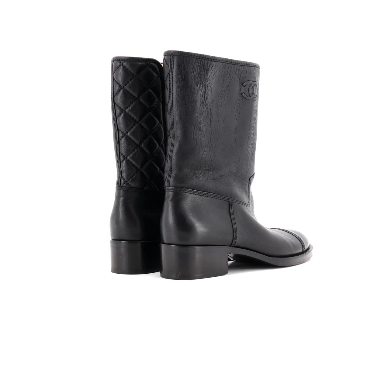 Women's Cap Toe CC Mid-Calf Combat Boots Leather - Deep Luxury