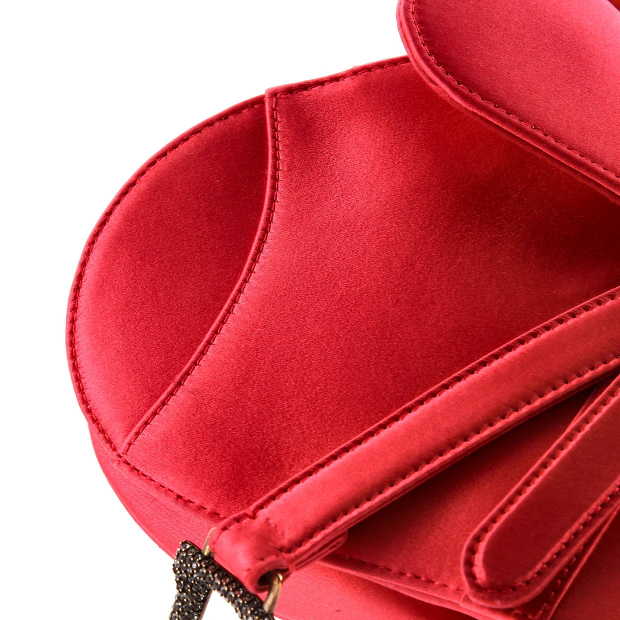Saddle Handbag Satin with Crystals Mini - Deep Luxury