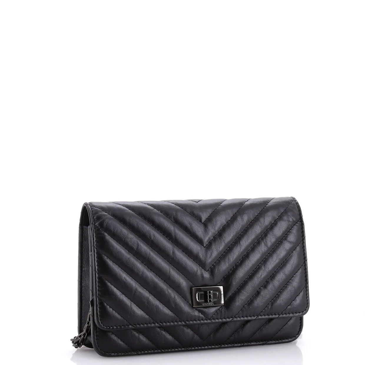 So Black Reissue 2.55 Wallet on Chain Chevron Sheepskin - Deep Luxury
