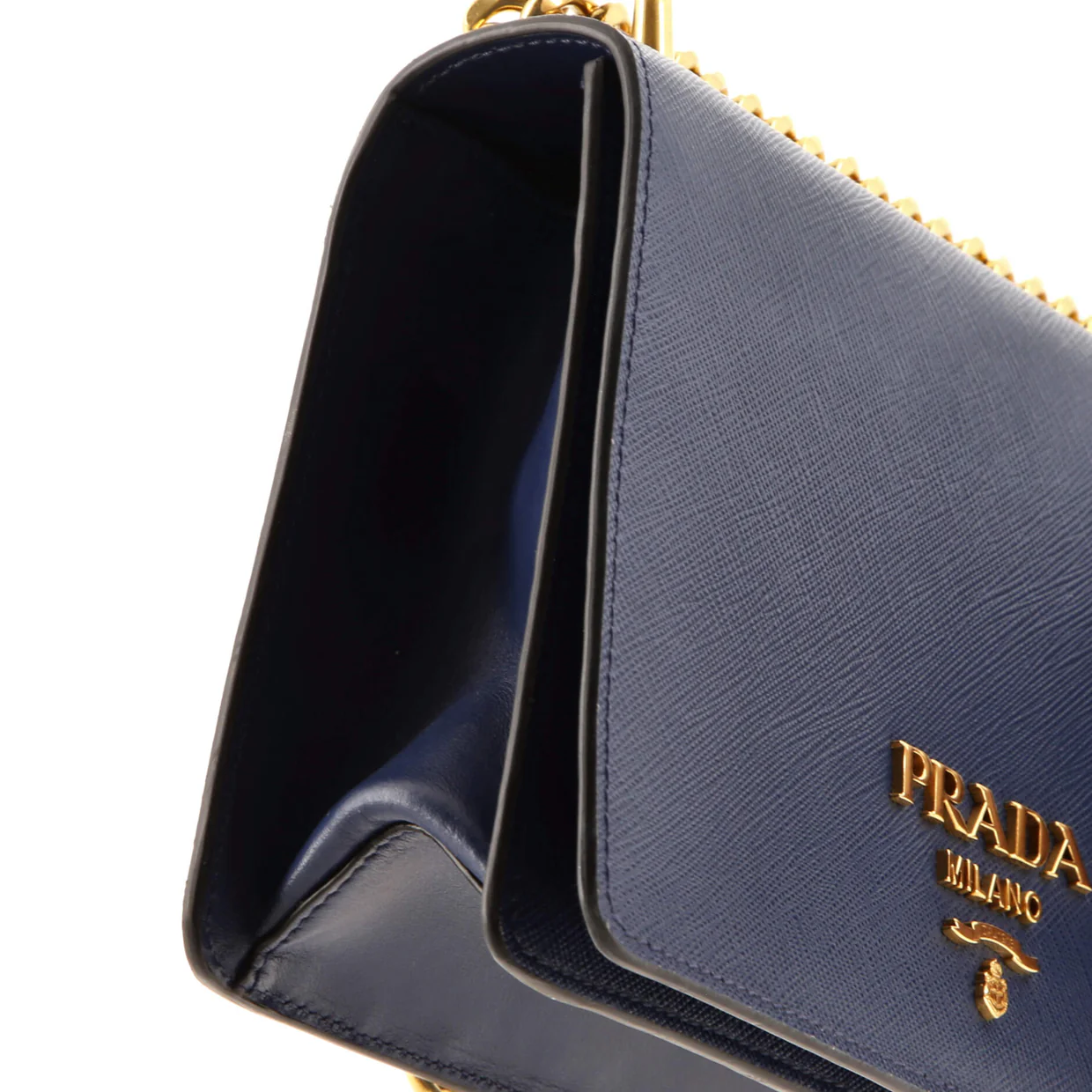 Chain Flap Bag Saffiano Leather Small - Deep Luxury