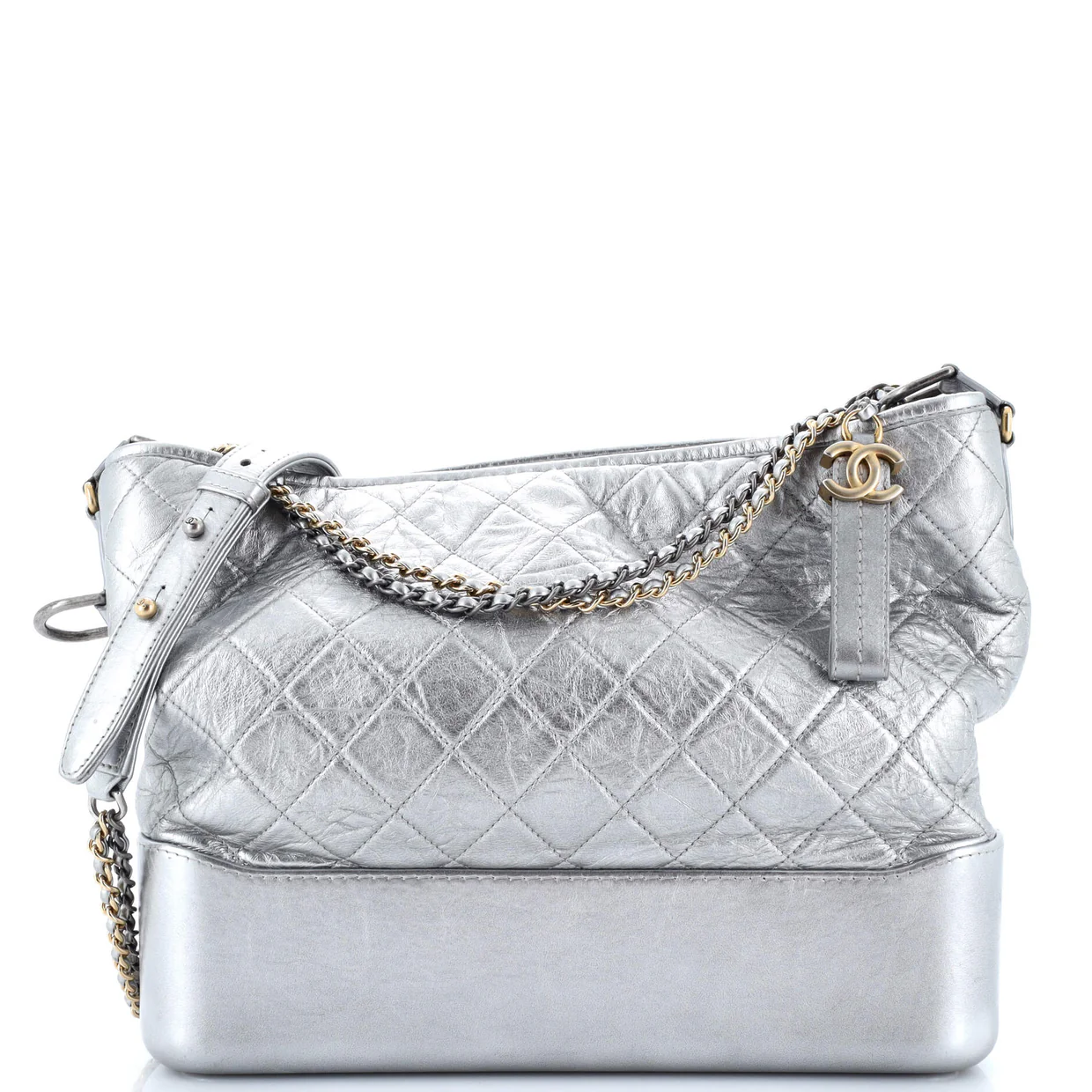 Gabrielle Hobo Quilted Metallic Aged Calfskin Large - Deep Luxury
