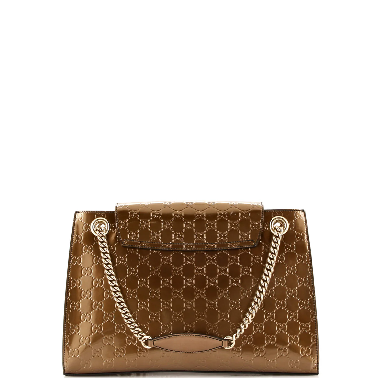 Emily Chain Flap Shoulder Bag Guccissima Patent Large - Deep Luxury