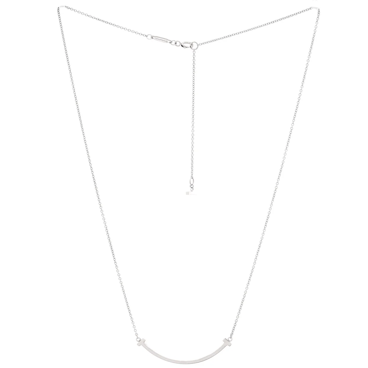 T Smile Pendant Necklace 18K White Gold Small - Deep Luxury