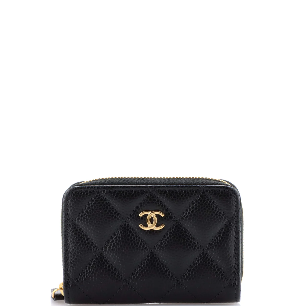 CC Zip Coin Purse Quilted Caviar Small - Deep Luxury
