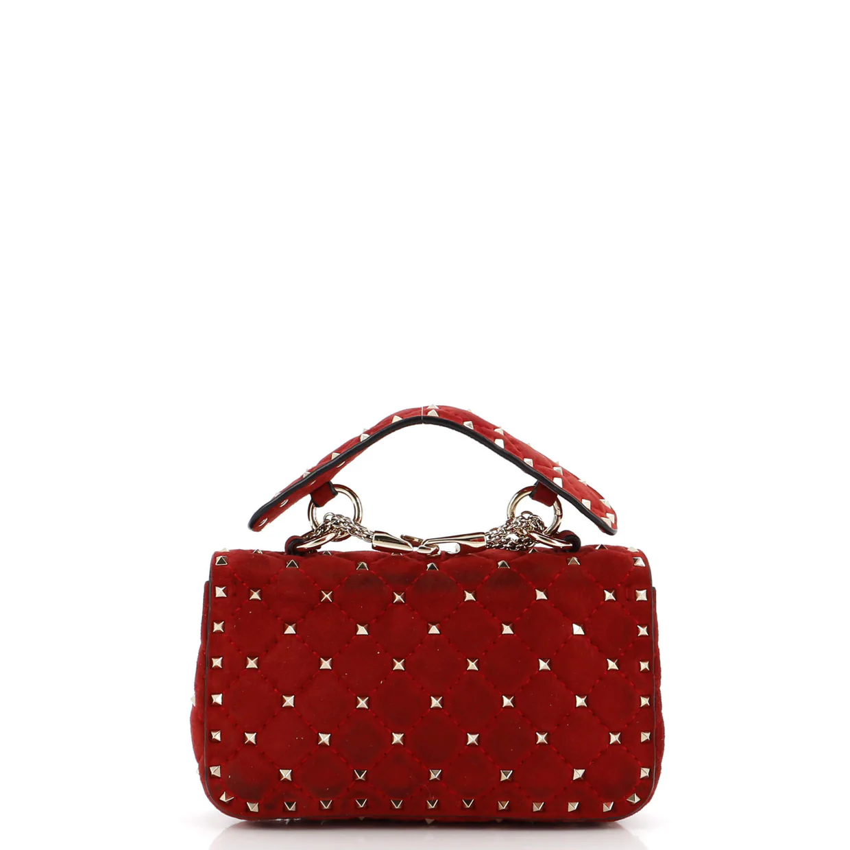 Rockstud Spike Flap Bag Quilted Suede Small - Deep Luxury