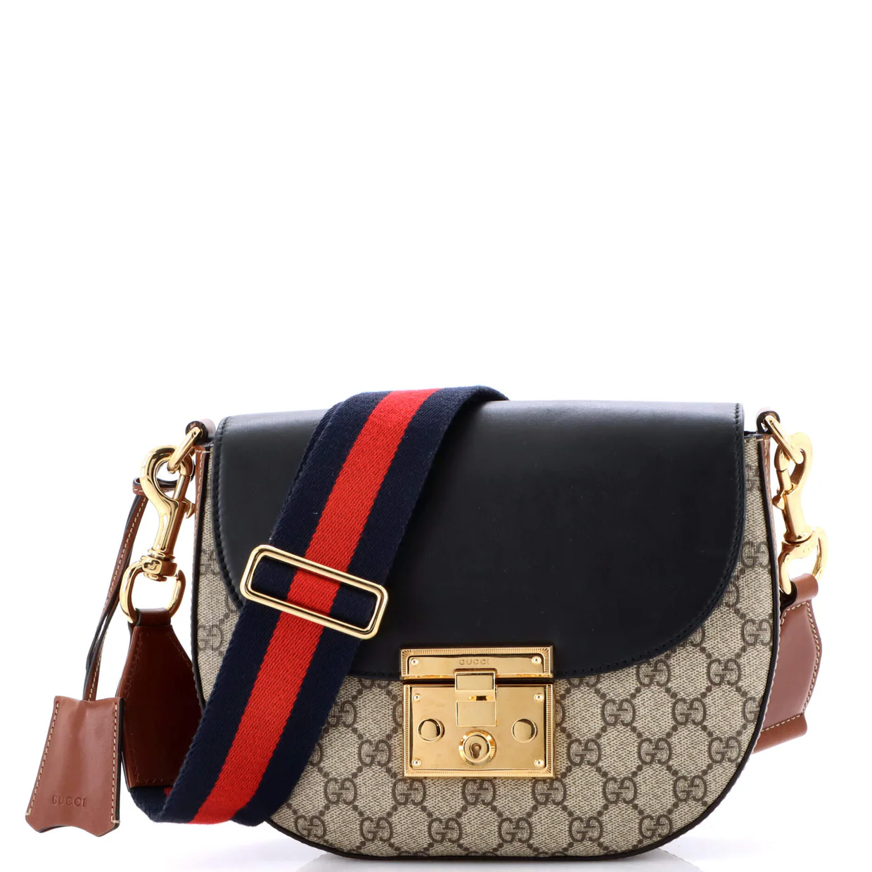 Padlock Saddle Shoulder Bag GG Coated Canvas and Leather Medium - Deep Luxury