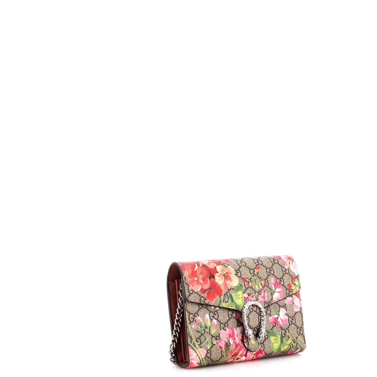 Dionysus Chain Wallet Blooms Print GG Coated Canvas Small - Deep Luxury