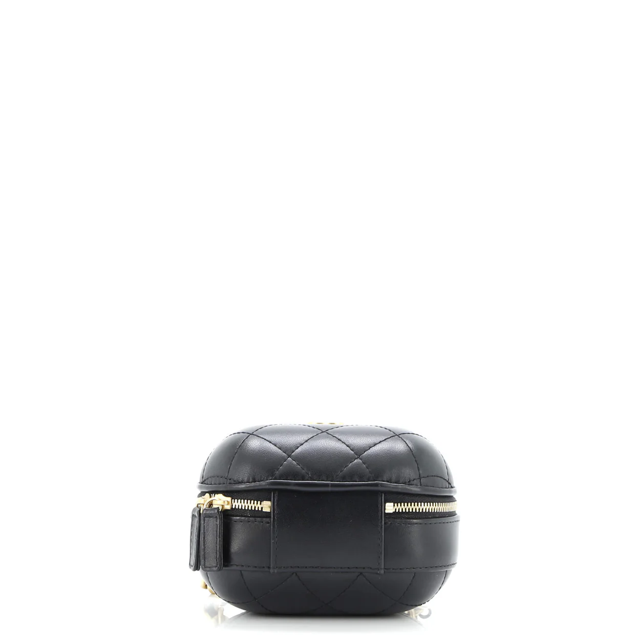 CC Bubble Top Handle Vanity Case with Chain Quilted Lambskin Mini - Deep Luxury
