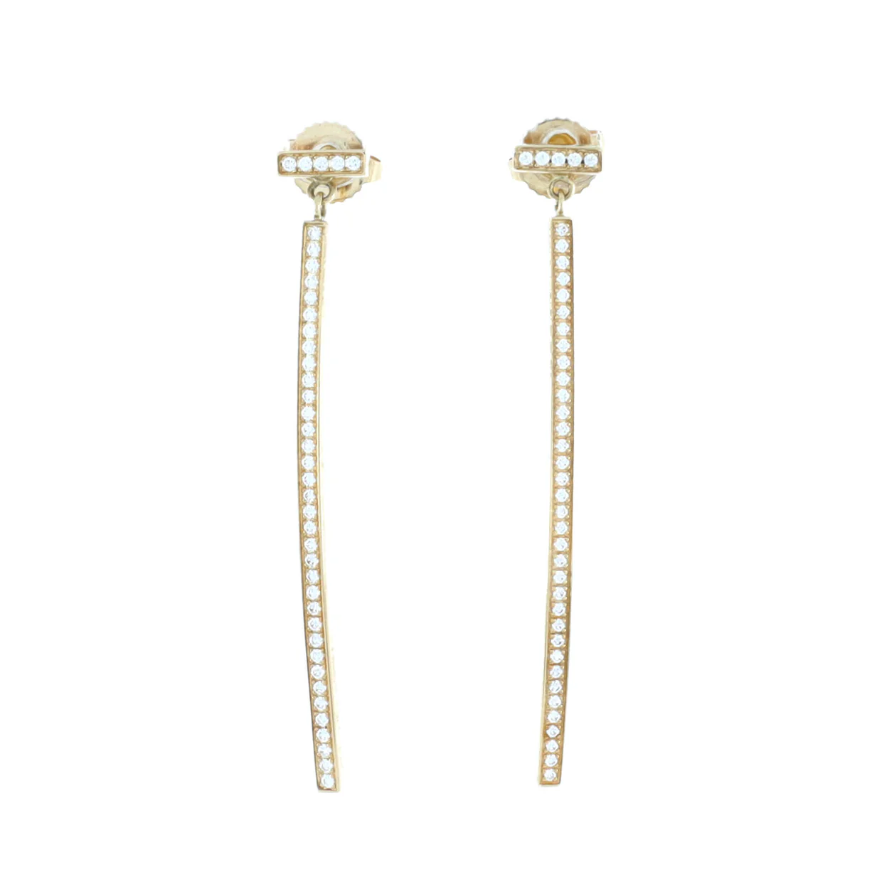 T Wire Bar Earrings 18K Yellow Gold with Diamonds - Deep Luxury