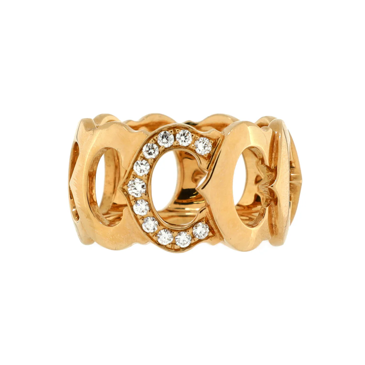 C de Cartier Link Band Ring 18K Yellow Gold and Diamonds - Deep Luxury