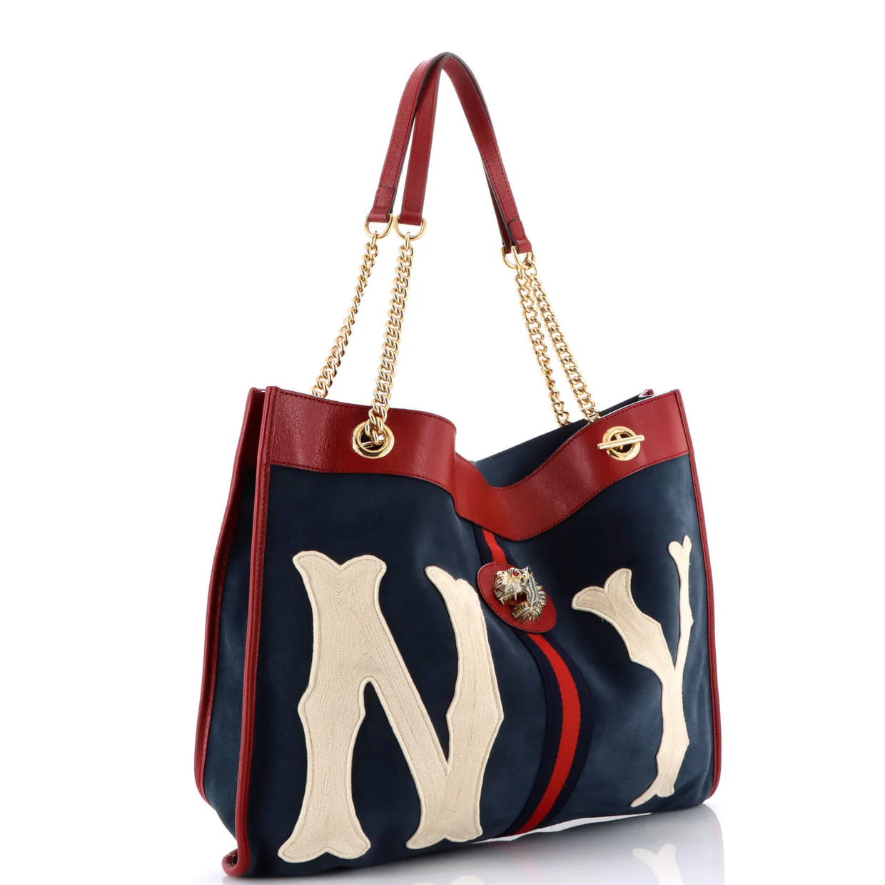 Rajah Chain Tote Suede with Applique Large - Deep Luxury