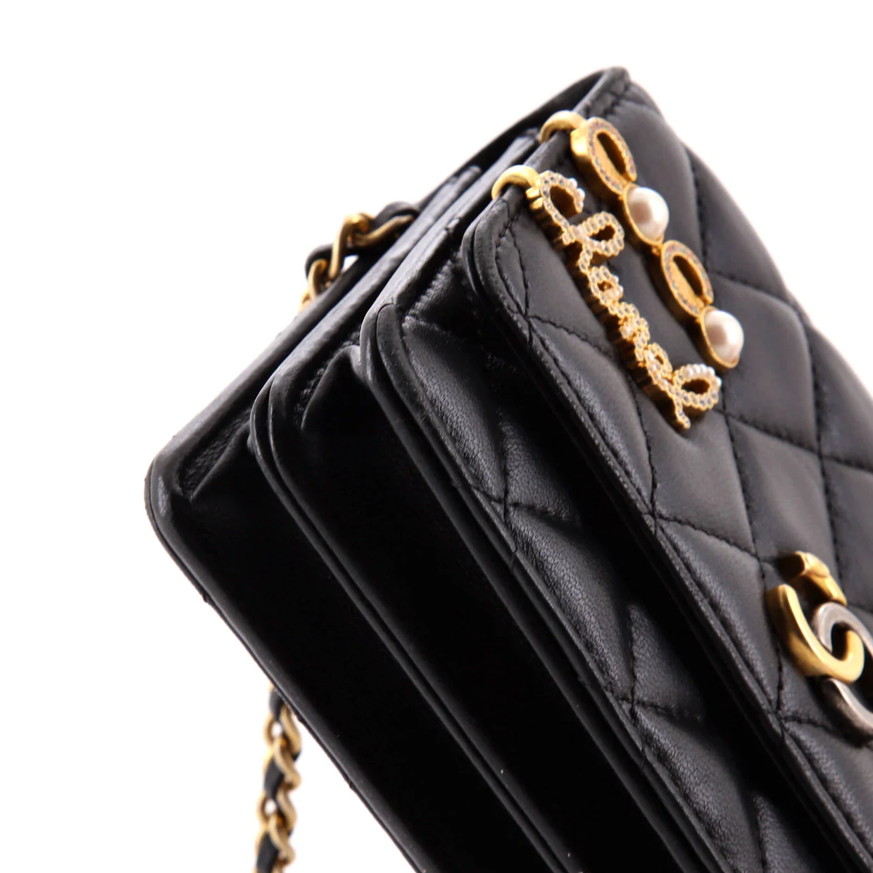 Coco Clips Wallet on Chain Embellished Quilted Lambskin Mini - Deep Luxury
