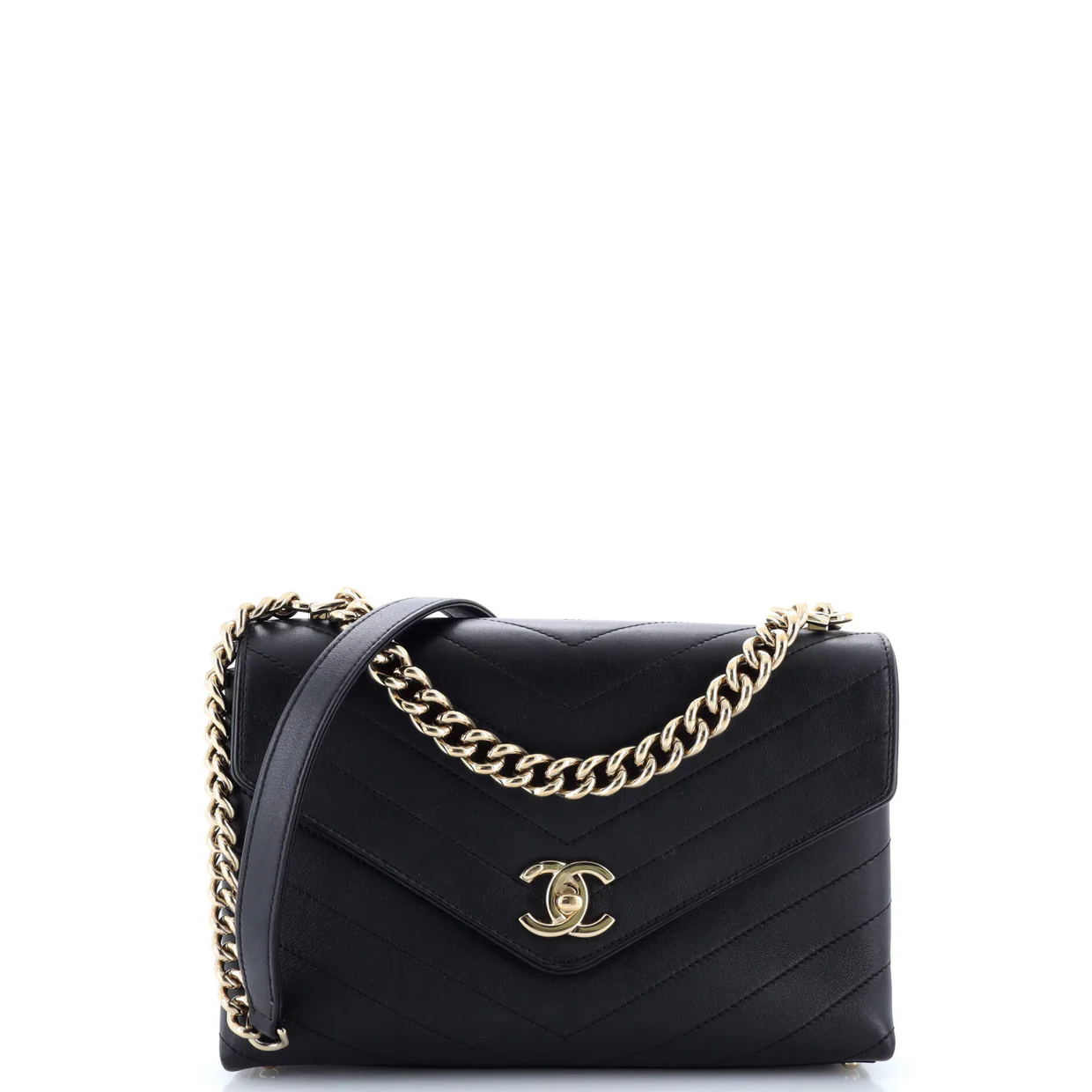 Coco Chevron Flap Bag Stitched Calfskin Small - Deep Luxury