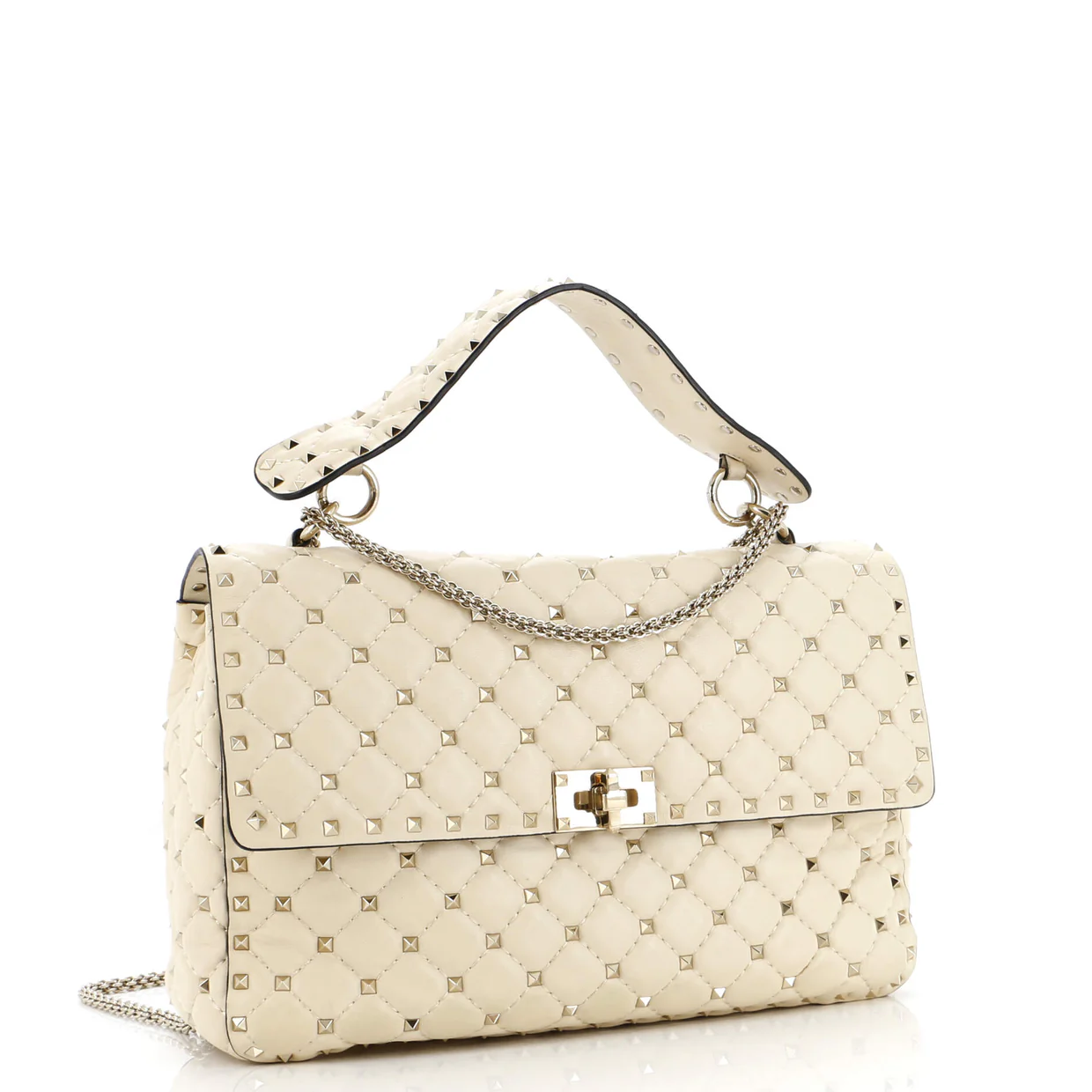 Rockstud Spike Flap Bag Quilted Leather Large - Deep Luxury