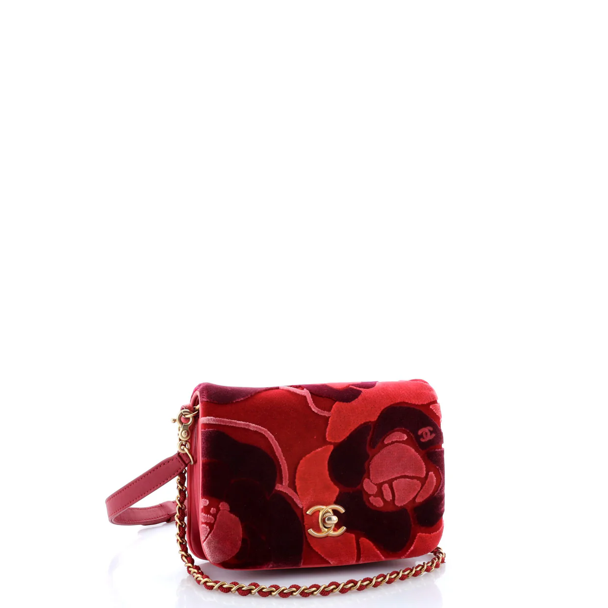 Camellia Compartment Flap Bag Velvet with Leather Small - Deep Luxury