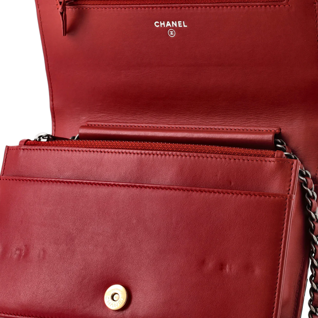 Gabrielle Wallet on Chain Quilted Aged Calfskin - Deep Luxury