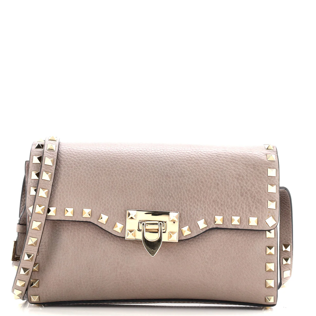 Rockstud Flip Lock Flap Bag Leather Medium - Deep Luxury