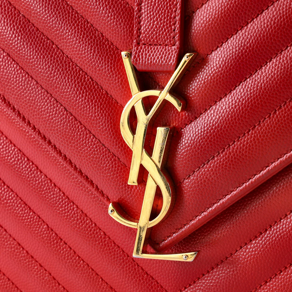 Classic Monogram Envelope Satchel Matelasse Chevron Leather Large - Deep Luxury