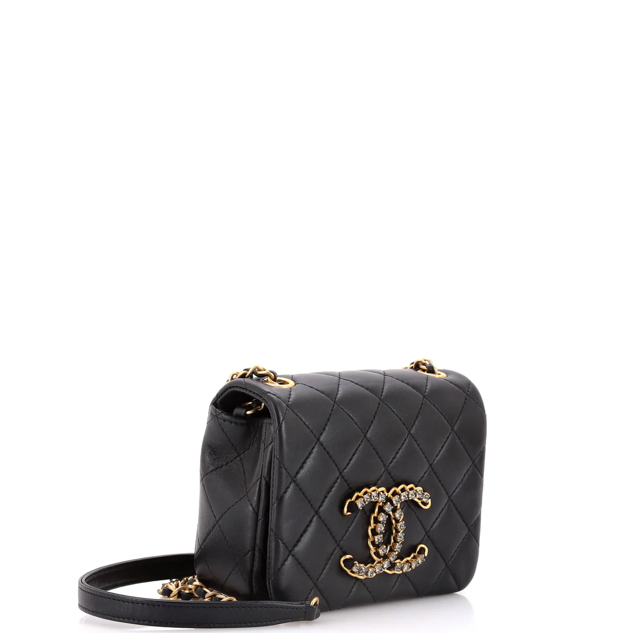 Crystal CC Full Flap Bag Quilted Lambskin Mini - Deep Luxury